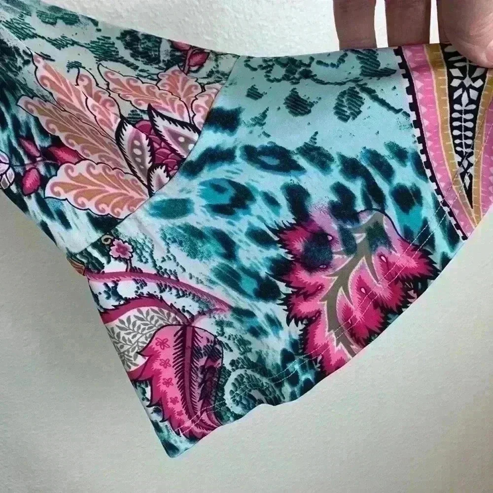 VENUS cold shoulder bell sleeve top on bright colors and animal print 3X - Picture 7 of 7